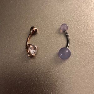 Gold heart & blue glow in the dark belly ring